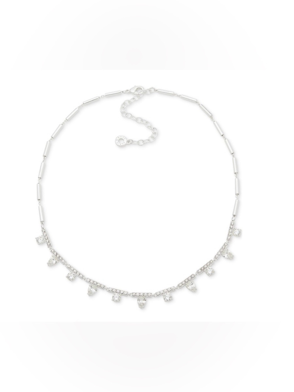 NWT Anne Klein Silver-Tone Bar & Mixed Crystal Statement Necklace, 16" + 3" Ext